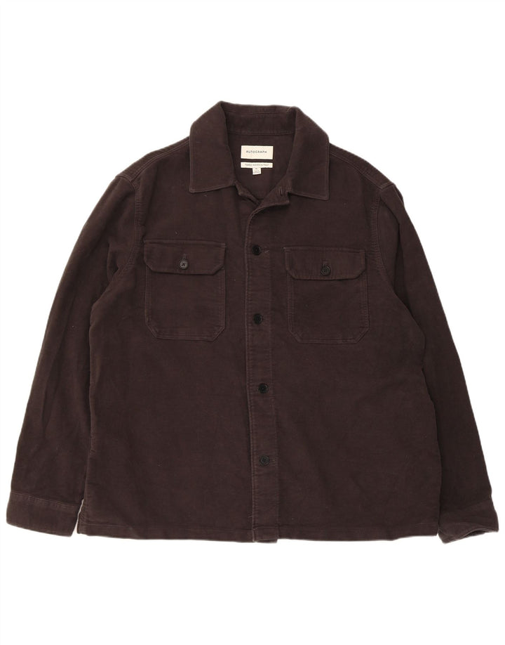 Marks & Spencer Herren Autograph Overshirt-Hemd XL aus grauer Baumwolle