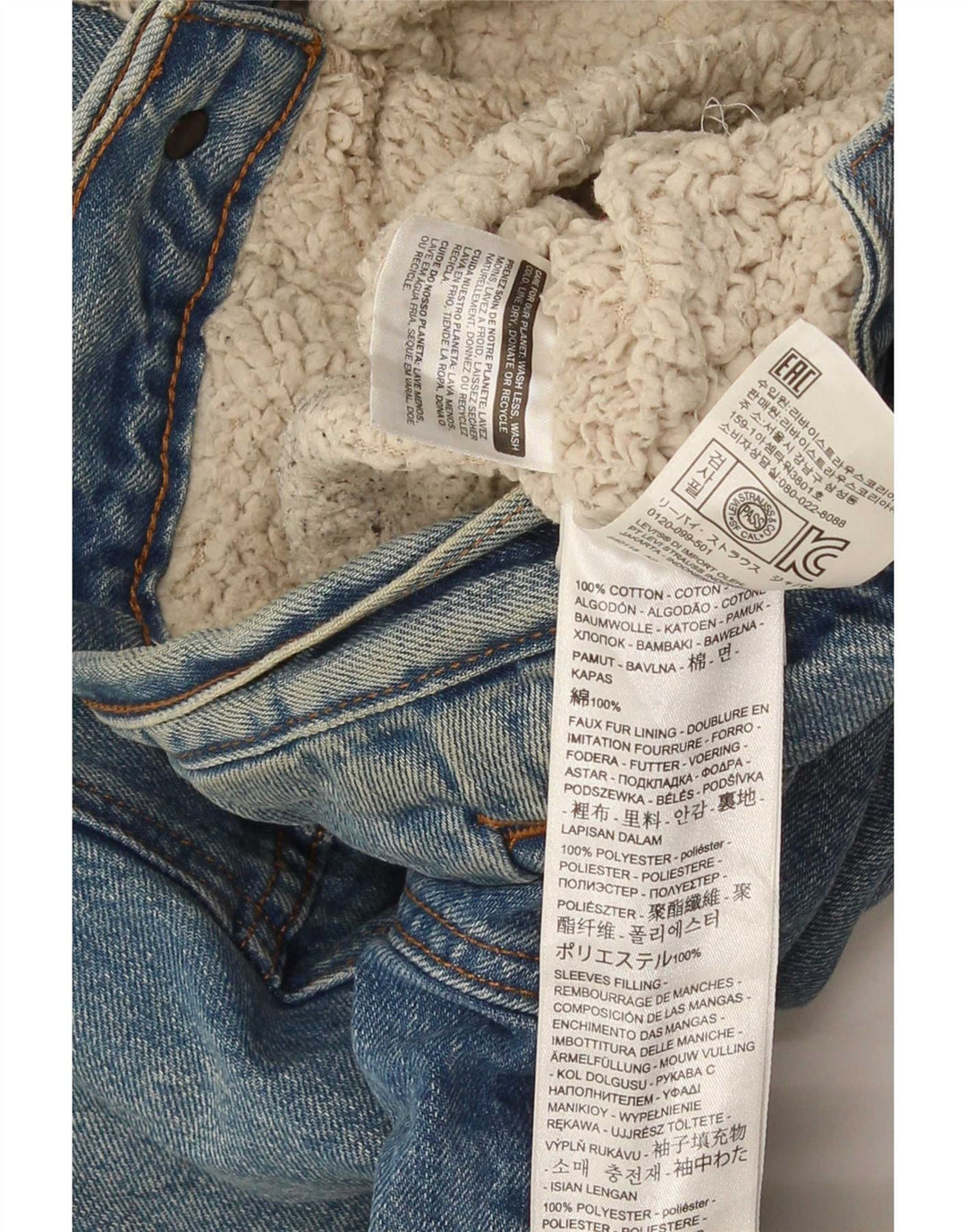 Levi's Herren Sherpa Jeansjacke UK 40 Large Blau Baumwolle