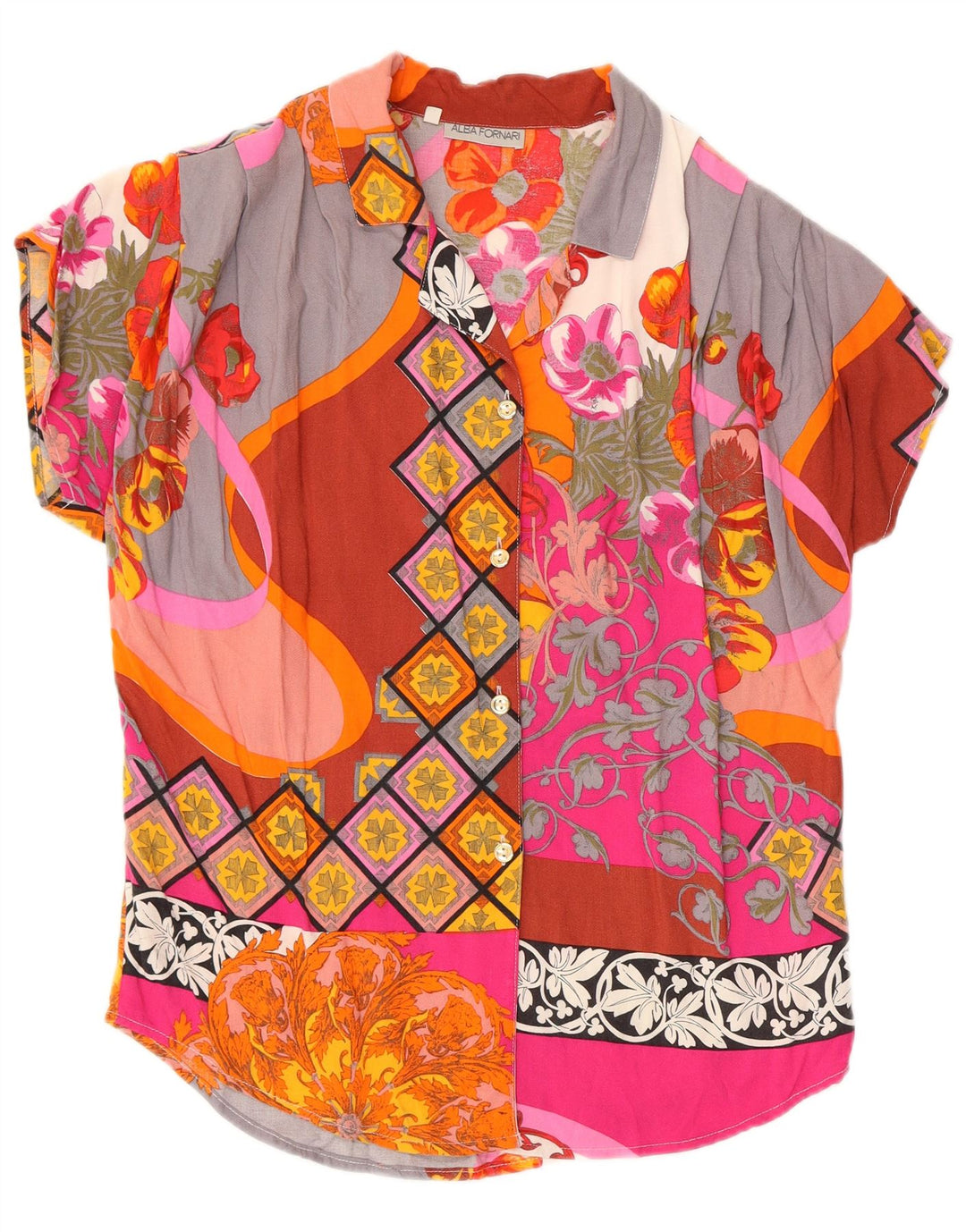 ALBA FORNARI Damen Übergroßes Hemd UK 10 Kleines mehrfarbiges Patchwork