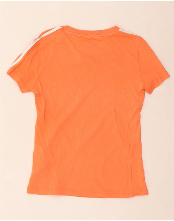 Adidas Damen T-Shirt Top UK 4/6 XS Orange Baumwolle