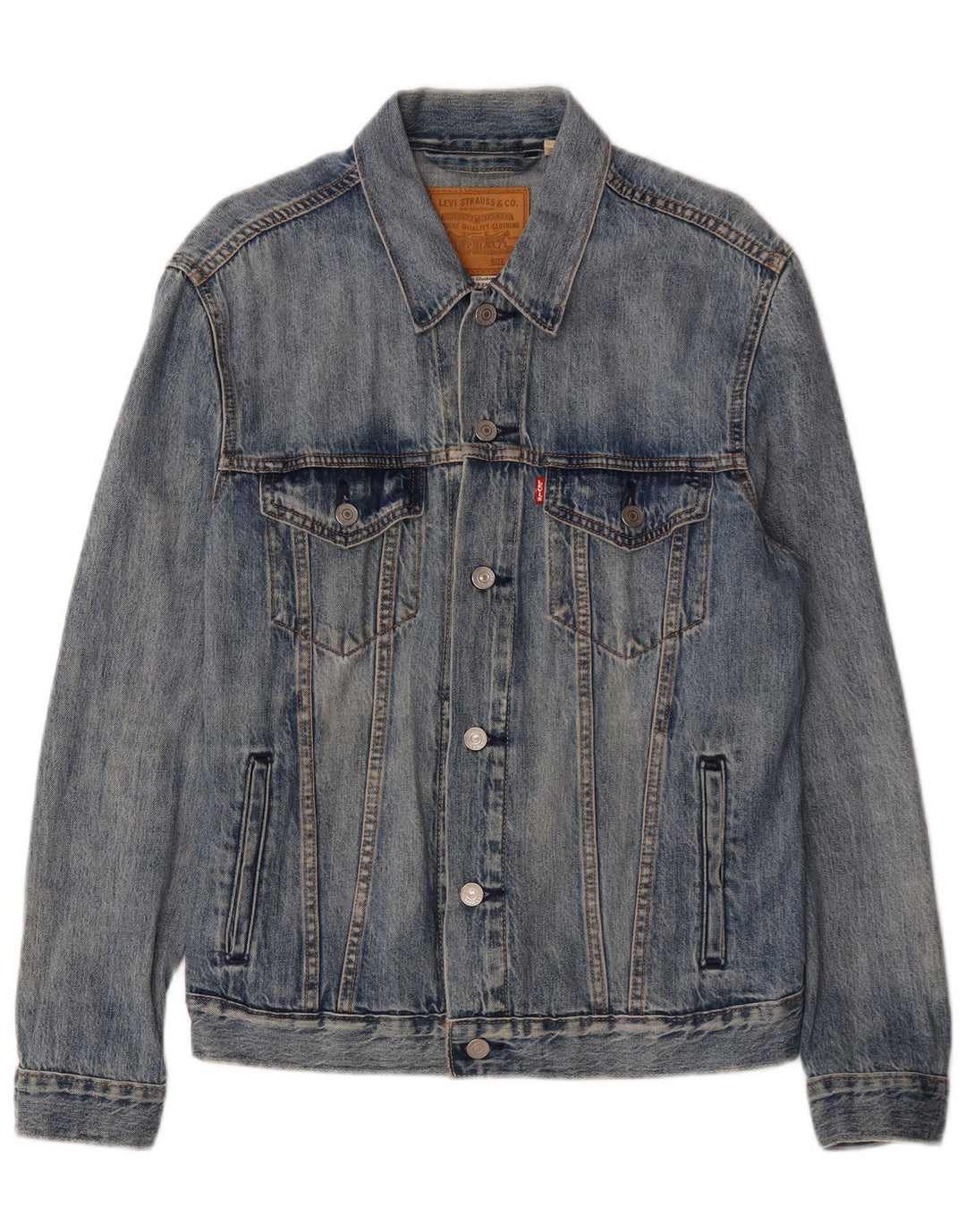 Levi's Herren Jeansjacke UK 38 Mittelblaue Baumwolle