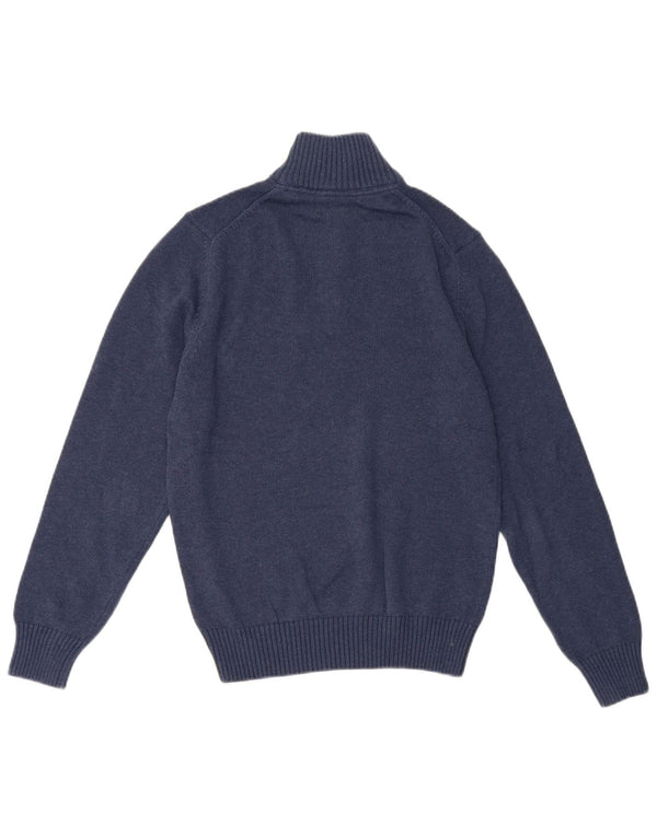 Gant Herren-Pullover mit Reißverschluss am Hals, Größe S, marineblaue Baumwolle