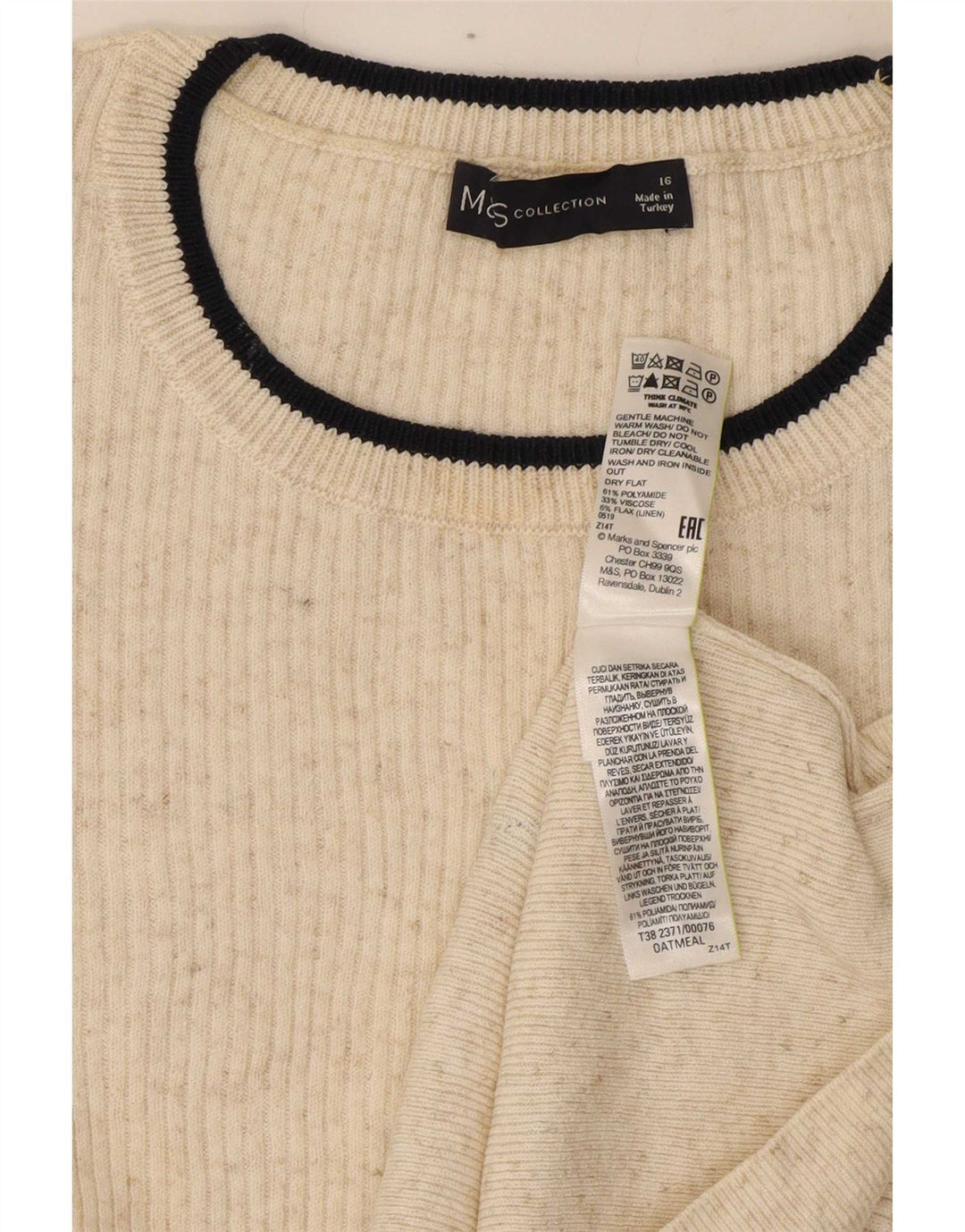 Marks & Spencer Damen Bluse Top UK 16 Large Off White Polyamid