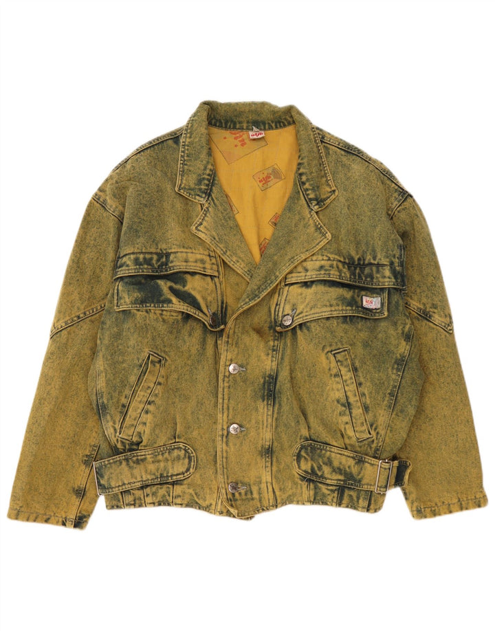 Ulfa Herren Loose Fit Jeansjacke UK 38 Mittelgelbe Baumwolle 80er Jahre