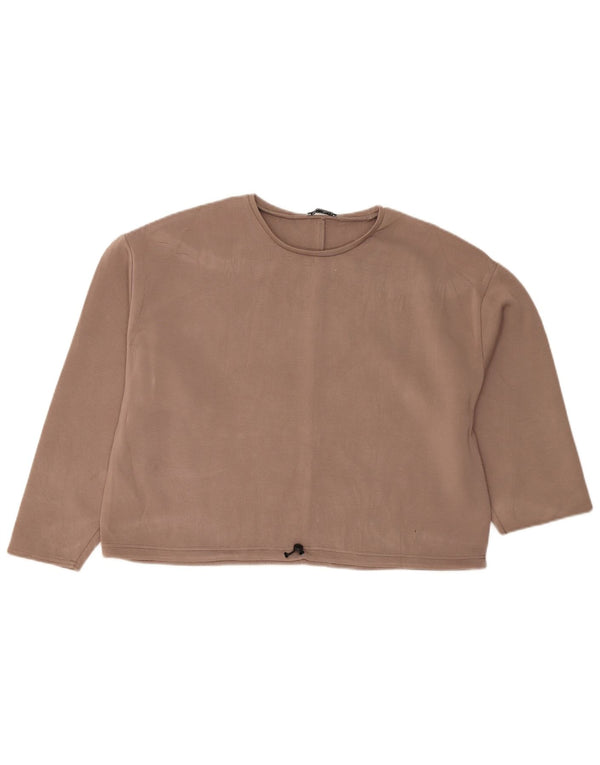 Zara Damen Crop Oversize Bluse Top UK 18 XL Braun