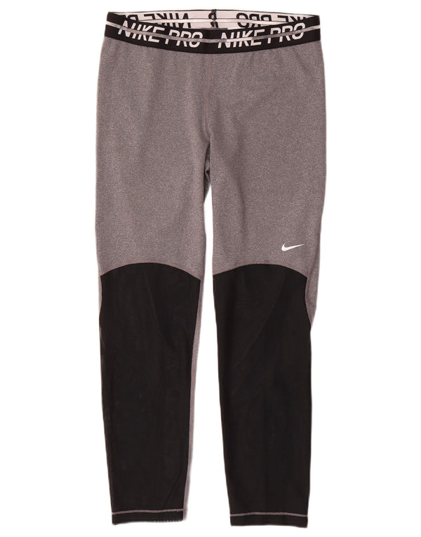 Nike Damen Dri Fit Graphic Leggings UK 14 Mittelgrau Farbblock