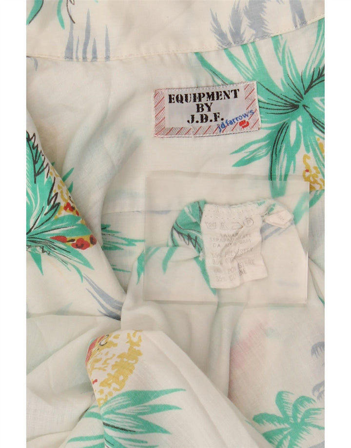 Vintage Herren Kurzarmshirt Mittelweiß Polyester Hawaiianisch