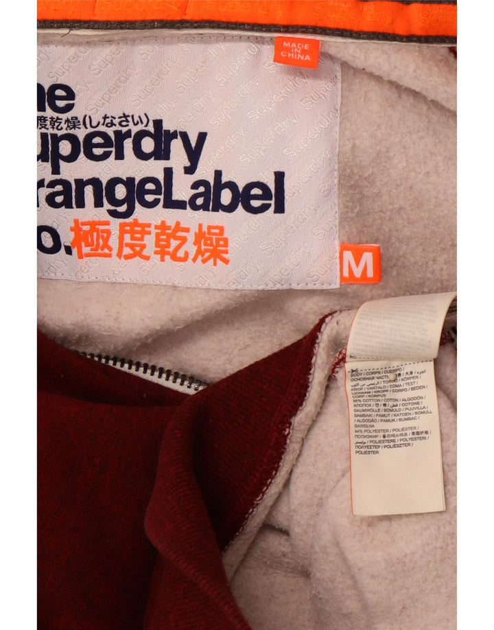 SUPERDRY Herren-Kapuzenpullover mit Reißverschluss, mittelgroß, burgunderrot meliert, Baumwolle