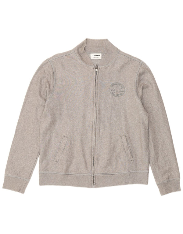 CONVERSE Damen-Trainingsanzug-Oberteiljacke UK 14 Large Silber Baumwolle