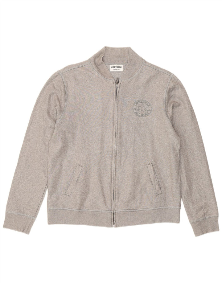 CONVERSE Damen-Trainingsanzug-Oberteiljacke UK 14 Large Silber Baumwolle