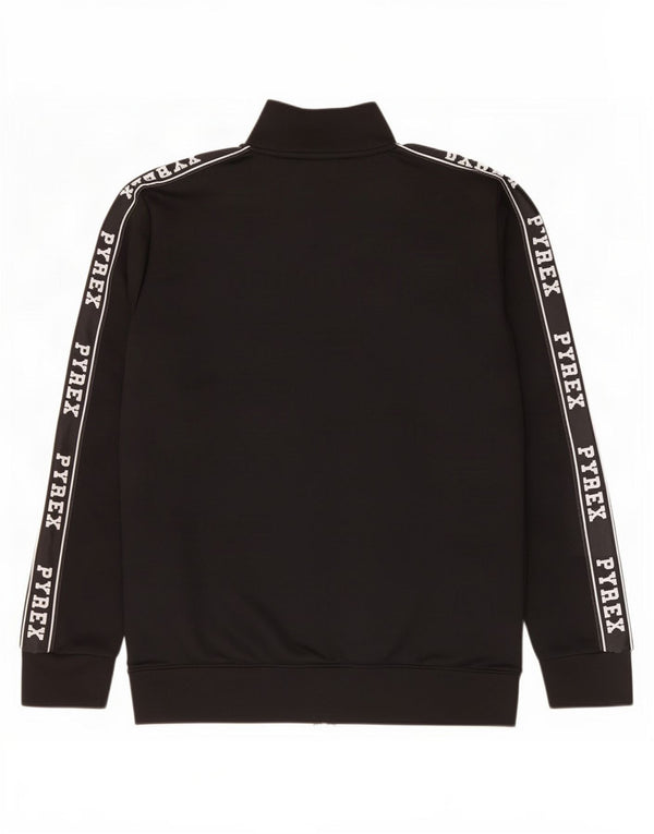 Pyrex Jungen-Trainingsanzugoberteil mit Grafik, 13–14 Jahre, 2XL, schwarzes Polyester