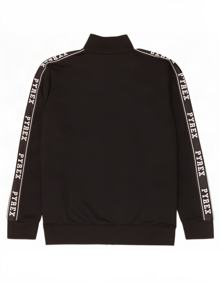 Pyrex Jungen-Trainingsanzugoberteil mit Grafik, 13–14 Jahre, 2XL, schwarzes Polyester