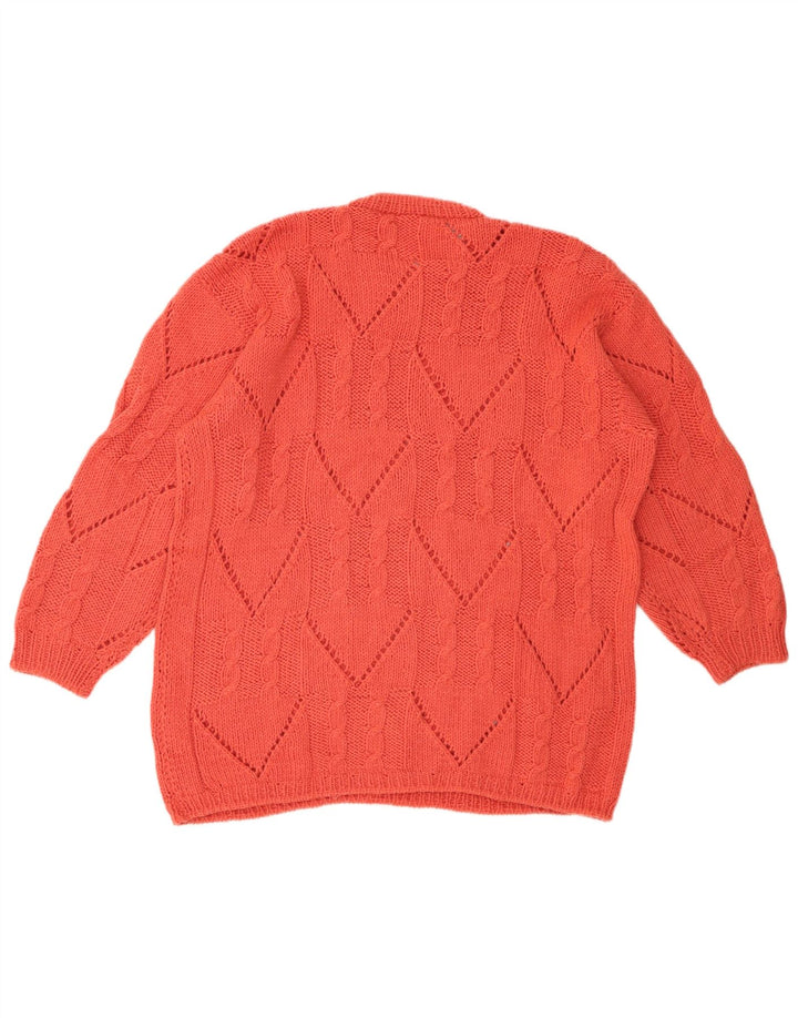 VINTAGE Damen Pullover mit Rundhalsausschnitt UK 18 XL Rot