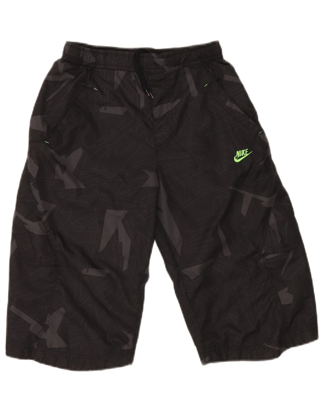 NIKE Sportshorts für Jungen, 12–13 Jahre, groß, schwarzes geometrisches Polyester