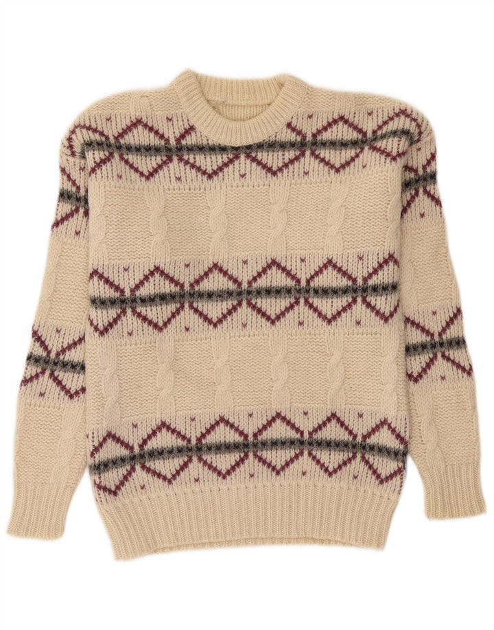 Carrera Herren-Pullover mit Rundhalsausschnitt, Größe S, gebrochenes Weiß, Argyle/Diamantmuster