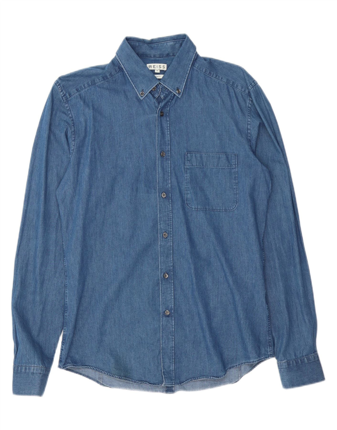 REISS Slim Fit Jeanshemd für Herren aus mittelblauer Baumwolle