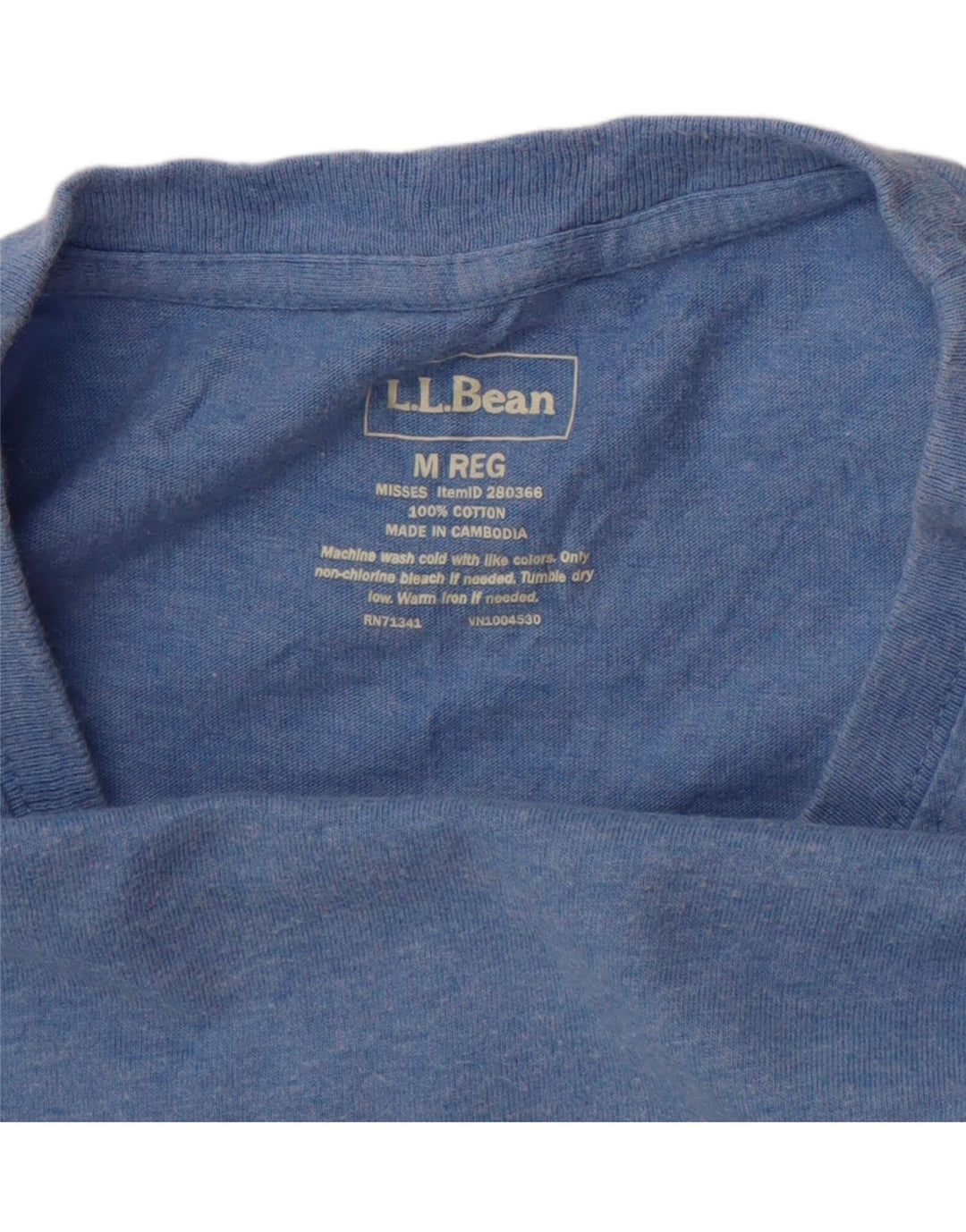 L.L.BEAN Womens T-Shirt Top UK 14 Medium Blue Cotton