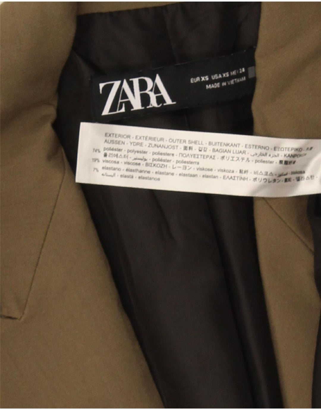 Zweireihiger Blazer für Herren von Zara, UK 34, XS, Khaki, Polyester