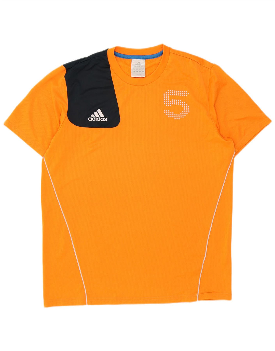 Adidas Herren Grafik-T-Shirt-Oberteil, großes orangefarbenes Colourblock-Polyester