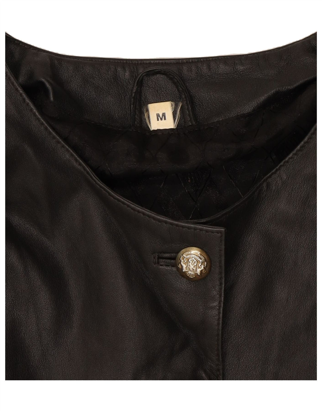 VINTAGE Womens Crop Leather Jacket UK 14 Medium Black Vintage Vintage and Second-Hand Vintage from Messina Hembry 