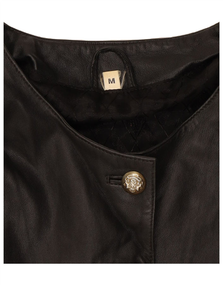 VINTAGE Womens Crop Leather Jacket UK 14 Medium Black Vintage Vintage and Second-Hand Vintage from Messina Hembry 