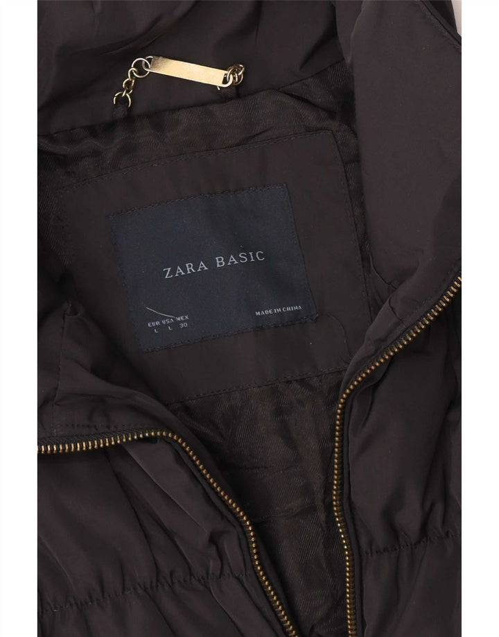 Zara Damen Wattierte Jacke UK 14 Large Marineblau