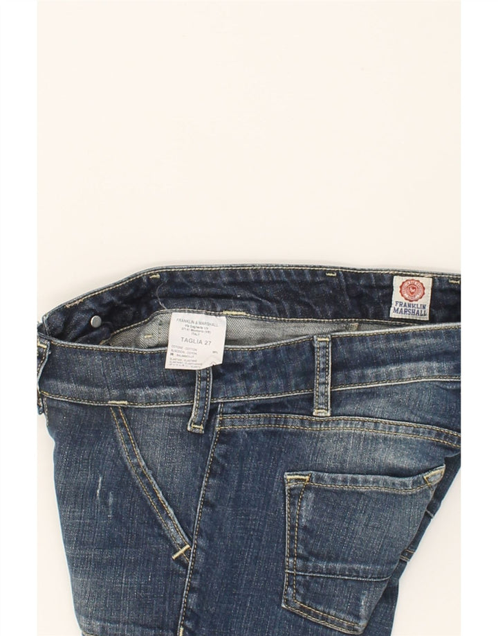 FRANKLIN MARSHALL Womens Distressed Denim Shorts W27 Small Blue Cotton Vintage Franklin Marshall and Second-Hand Franklin Marshall from Messina Hembry 