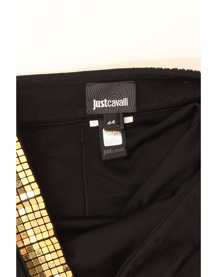 Just Cavalli Damen Ärmelloses Maxikleid mit Ausschnitt IT 44 Medium Schwarz