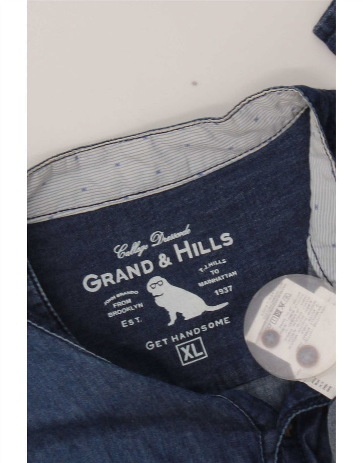Grand & Hills Herren-Pullover-Jeanshemd XL aus blauer Baumwolle