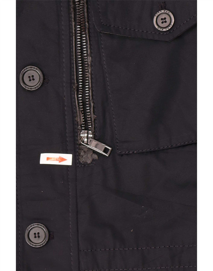ZARA Herren Militärjacke UK 40 Large Marineblau Polyester
