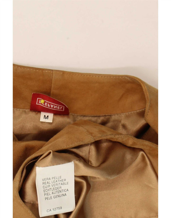 Stefanel Damen Wildlederweste UK 12 Medium Beige Leder