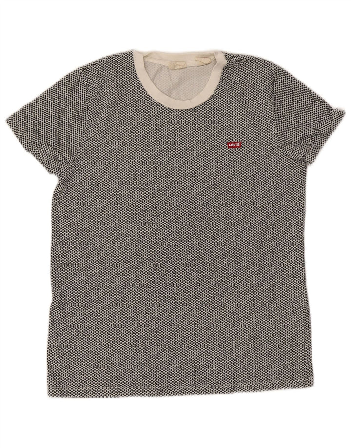 Levi's Womens Abstract Pattern T-Shirt Top UK 10 Small Schwarz Baumwolle
