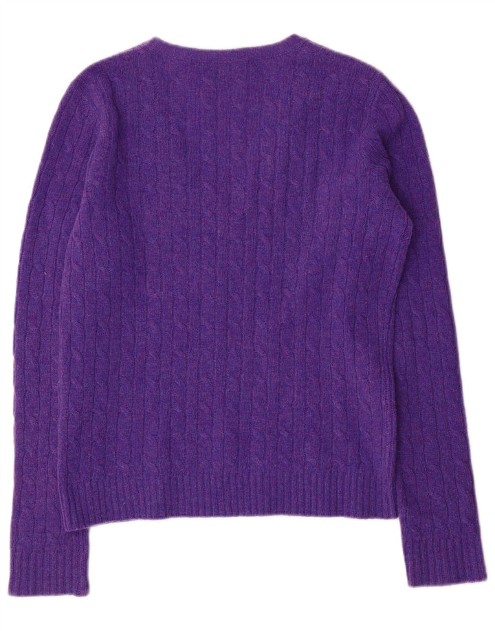 Ralph Lauren Damen-Pullover mit V-Ausschnitt, UK 14, Größe L, violette Wolle