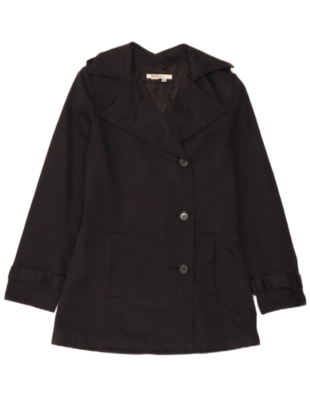 Zara Damen Trenchcoat UK 12 Mittelschwarze Baumwolle