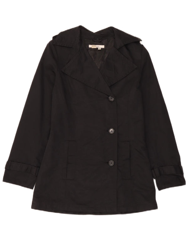 Zara Damen Trenchcoat UK 12 Mittelschwarze Baumwolle