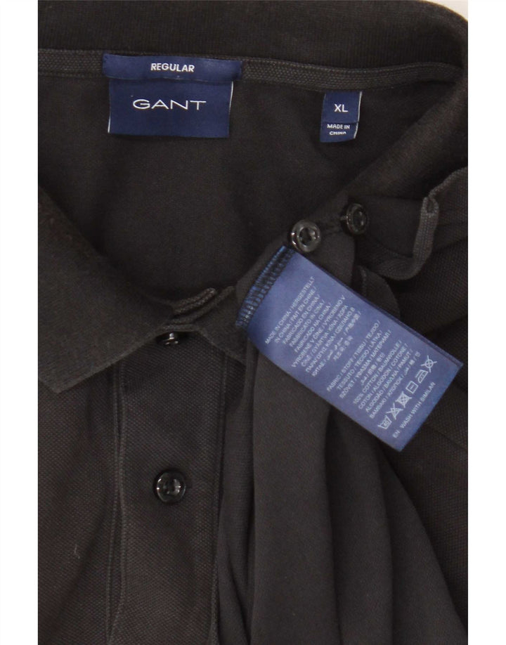 Gant Herren-Poloshirt mit normaler Passform, XL, schwarze Baumwolle
