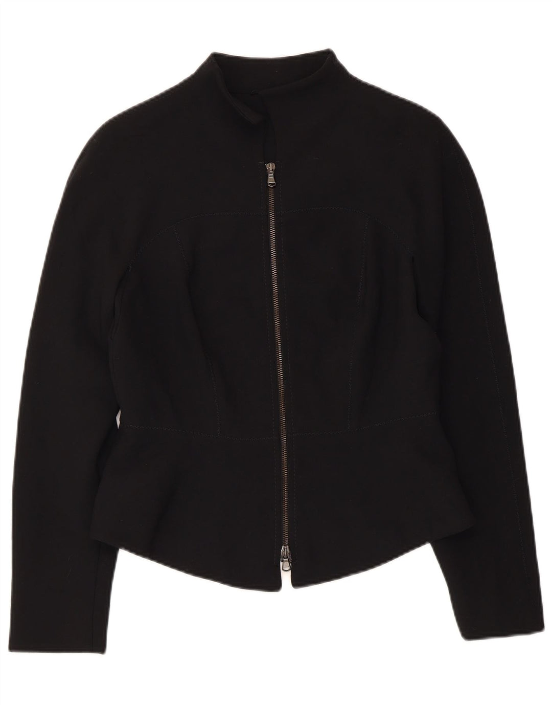 VINTAGE Damen Blazer Jacke UK 10 Small Schwarz Polyester