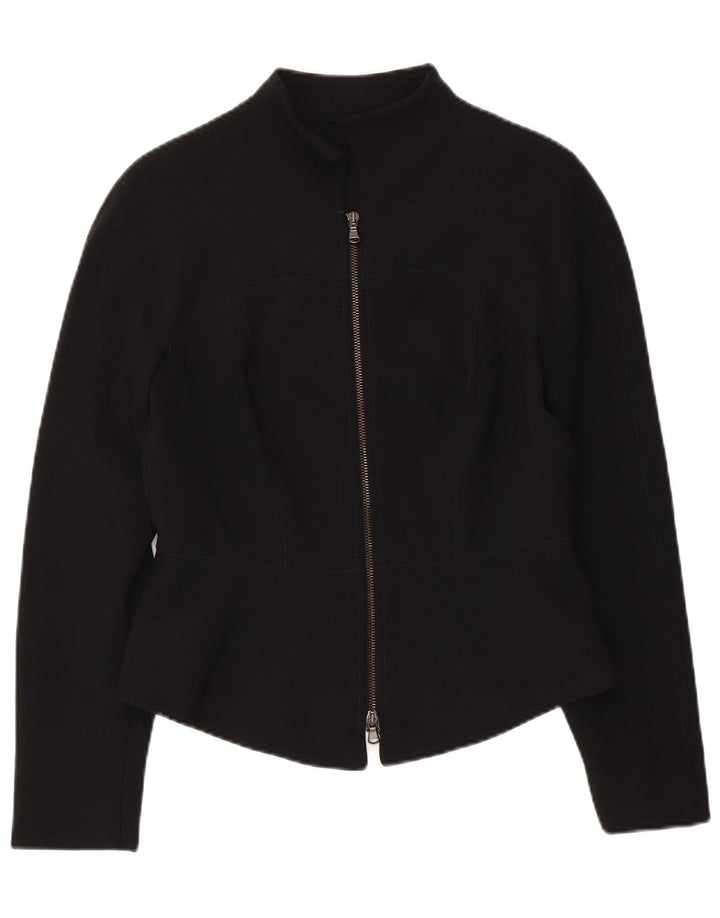 VINTAGE Damen Blazer Jacke UK 10 Small Schwarz Polyester