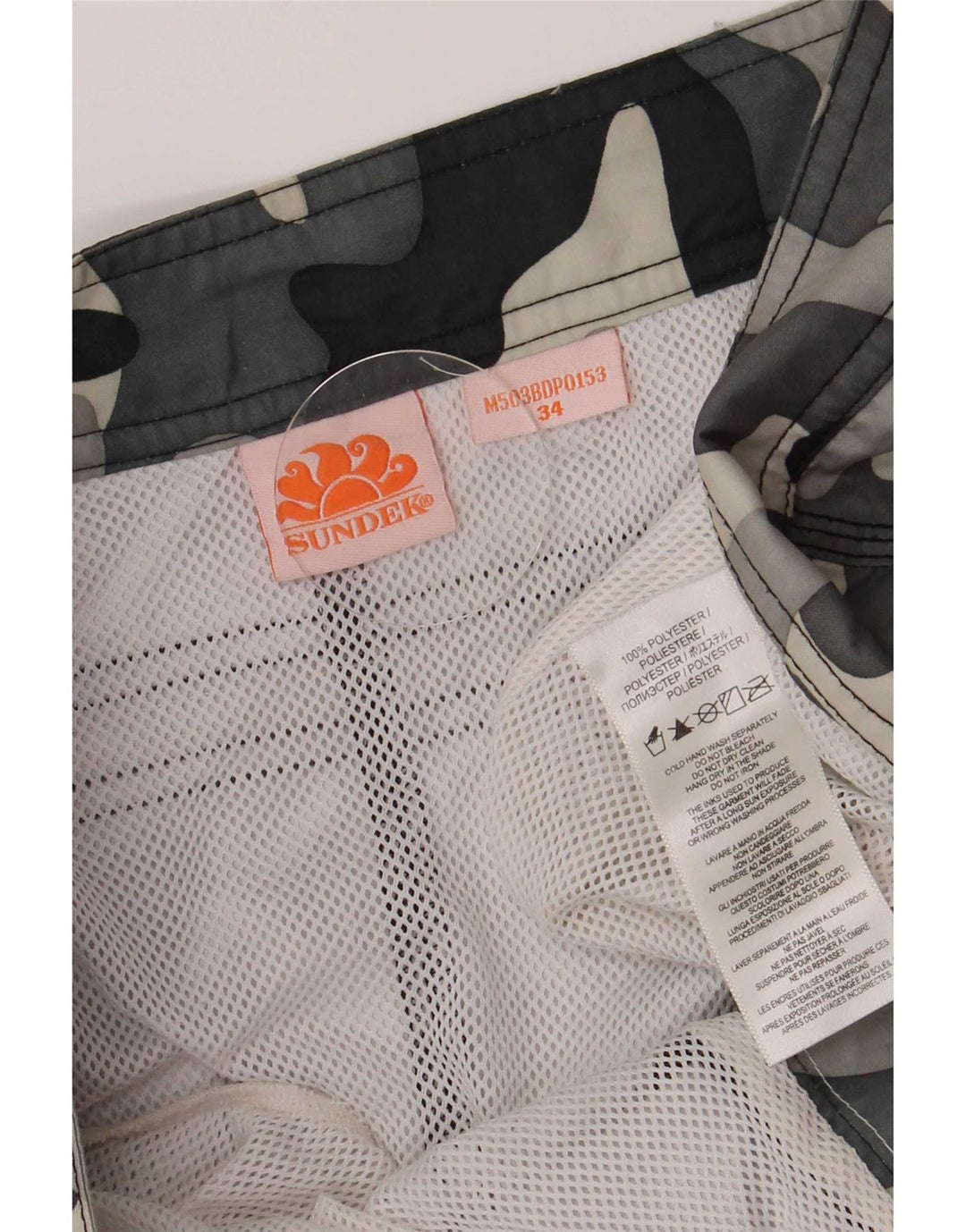 Sundek Herren-Badeshorts, normal, groß, graues Camouflage-Polyester