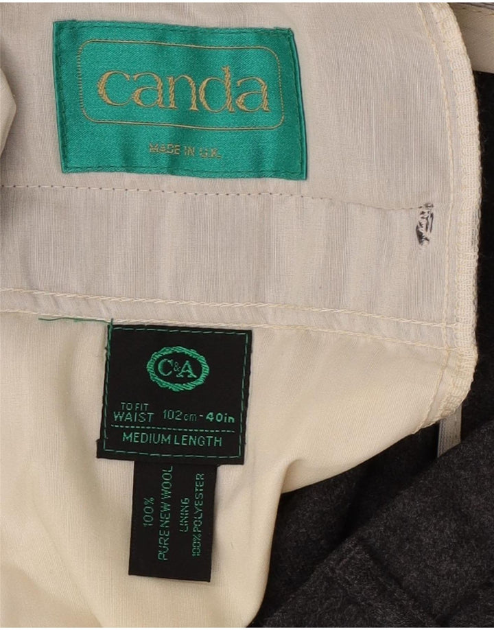 C&A Herren Canda Regular Freizeithose W40 L31 Graue Schurwolle