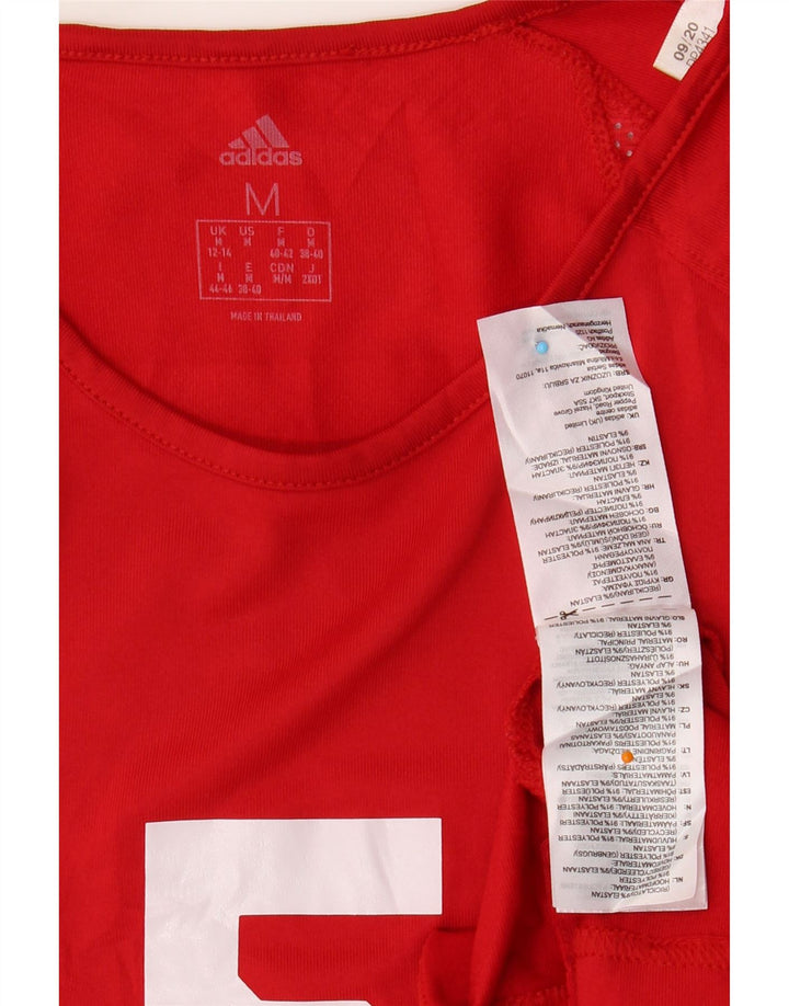 ADIDAS Womens Graphic T-Shirt Top UK 12/14 Medium Red Polyester Vintage Adidas and Second-Hand Adidas from Messina Hembry 
