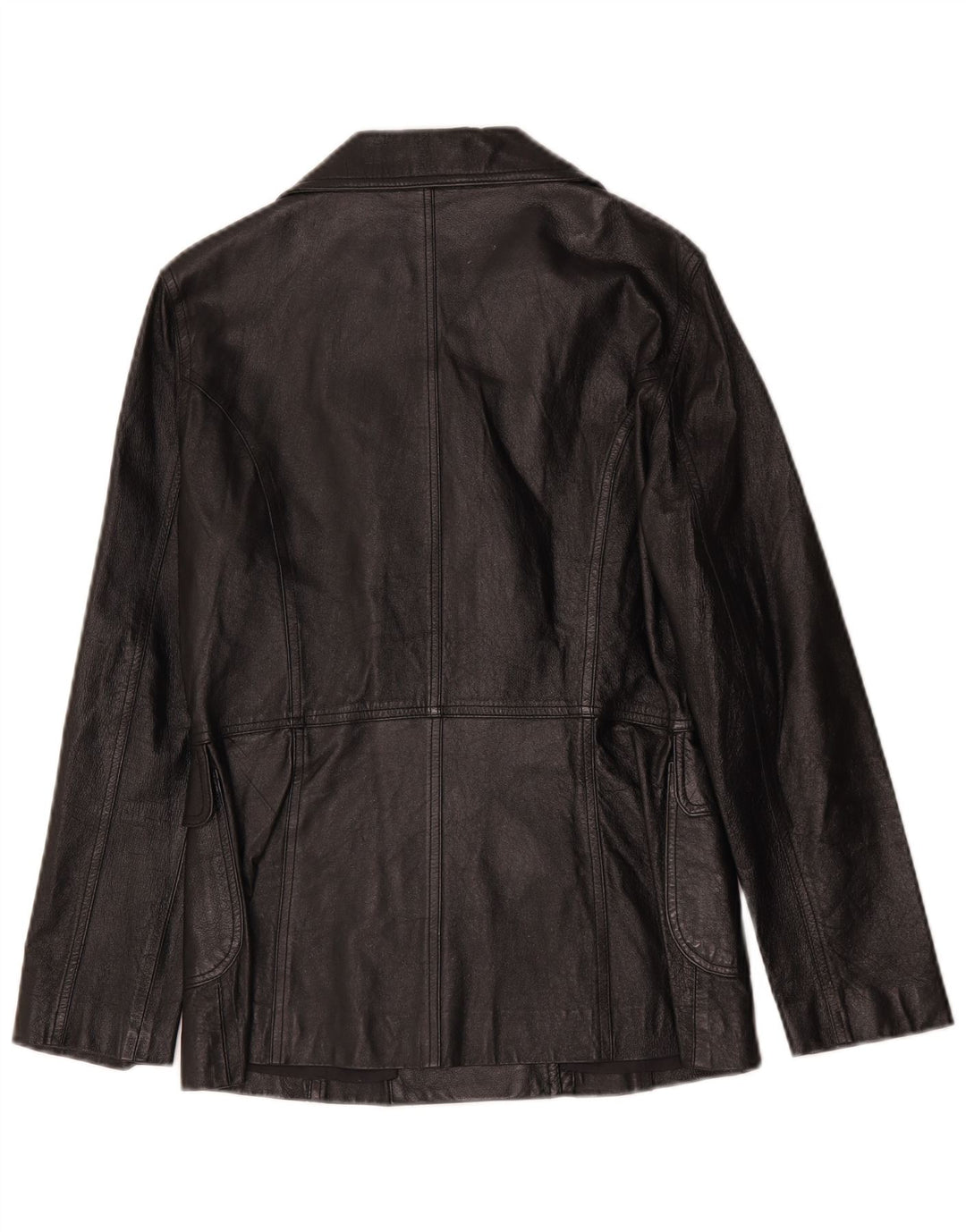 Vintage Damen Zweireihige Lederjacke UK 8 Small Black Classic