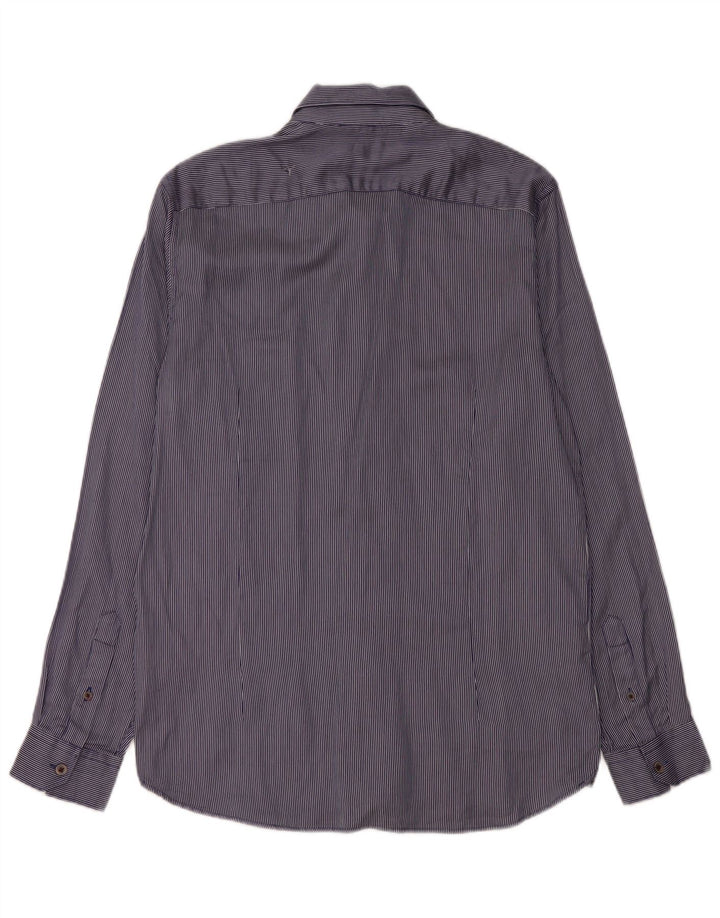 Ted Baker Herrenhemd, Größe 4, groß, blaue Nadelstreifen-Baumwolle