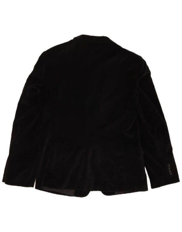 Calliope Herren 2-Knopf-Samt-Blazerjacke IT 52 XL, schwarze Baumwolle