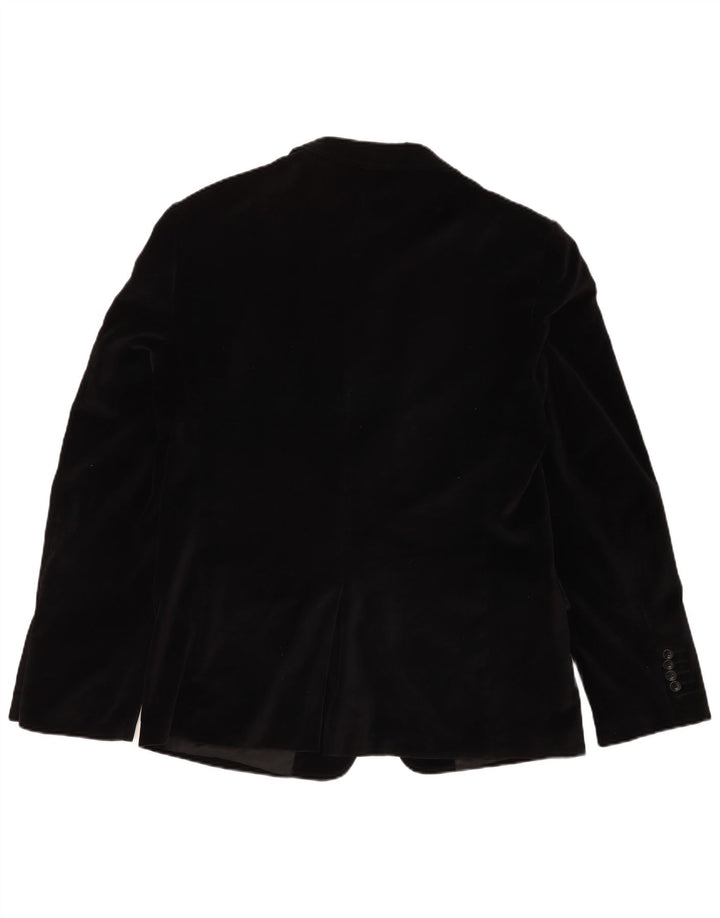 Calliope Herren 2-Knopf-Samt-Blazerjacke IT 52 XL, schwarze Baumwolle