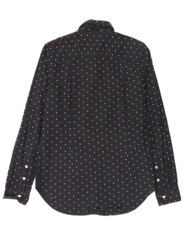 Gas Womens Shirt UK 12 Medium Marineblau gepunktete Baumwolle