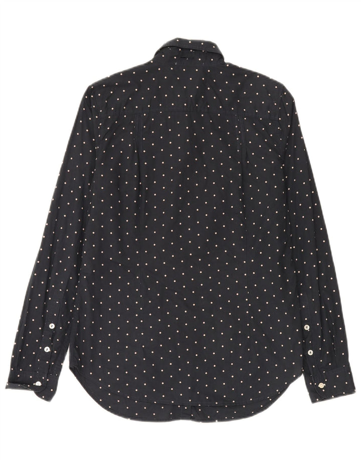 Gas Womens Shirt UK 12 Medium Marineblau gepunktete Baumwolle