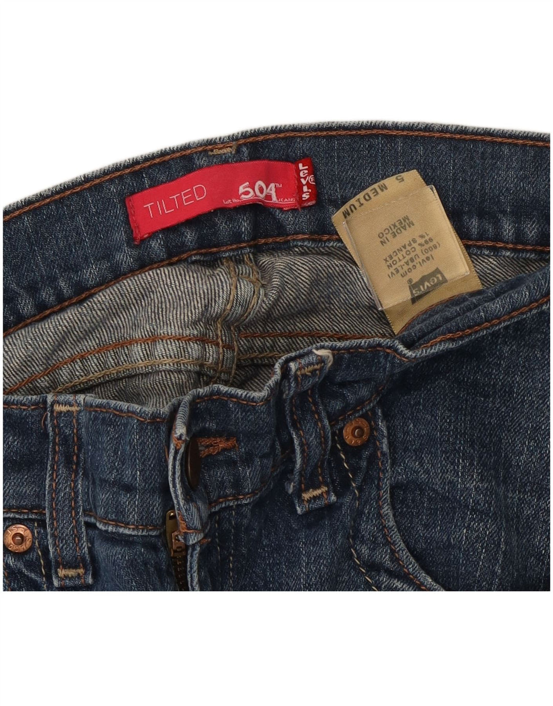 Levi's Damen 504 Tilted Slim Jeans US 5 Medium W30 L32 Blaue Baumwolle
