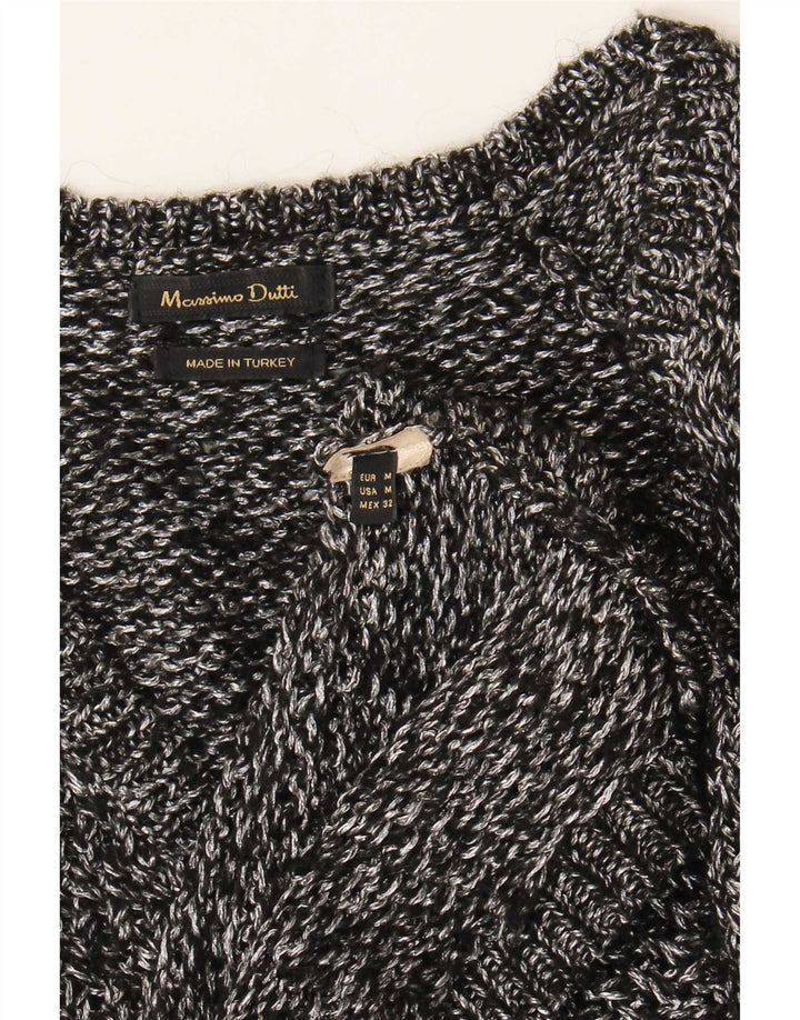 Massimo Dutti Damen-Pullover mit V-Ausschnitt, UK 14, Mittelgrau meliert