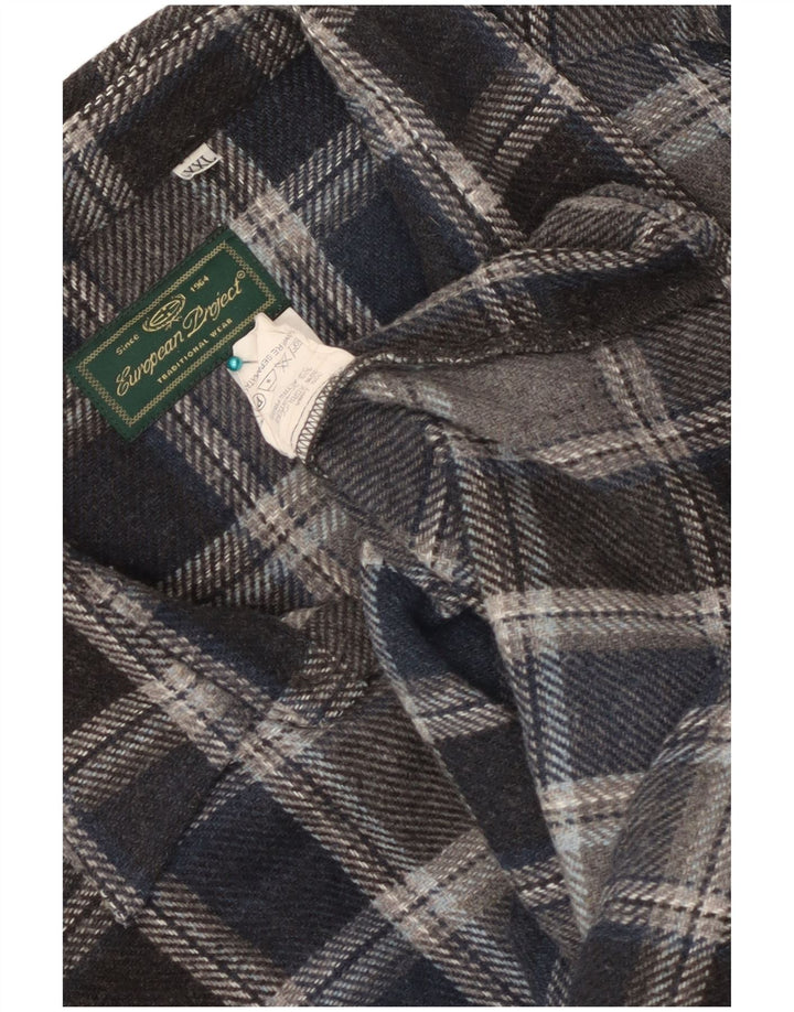 European Project Herren-Overshirt-Hemd 2XL, marineblau, kariert, Wolle
